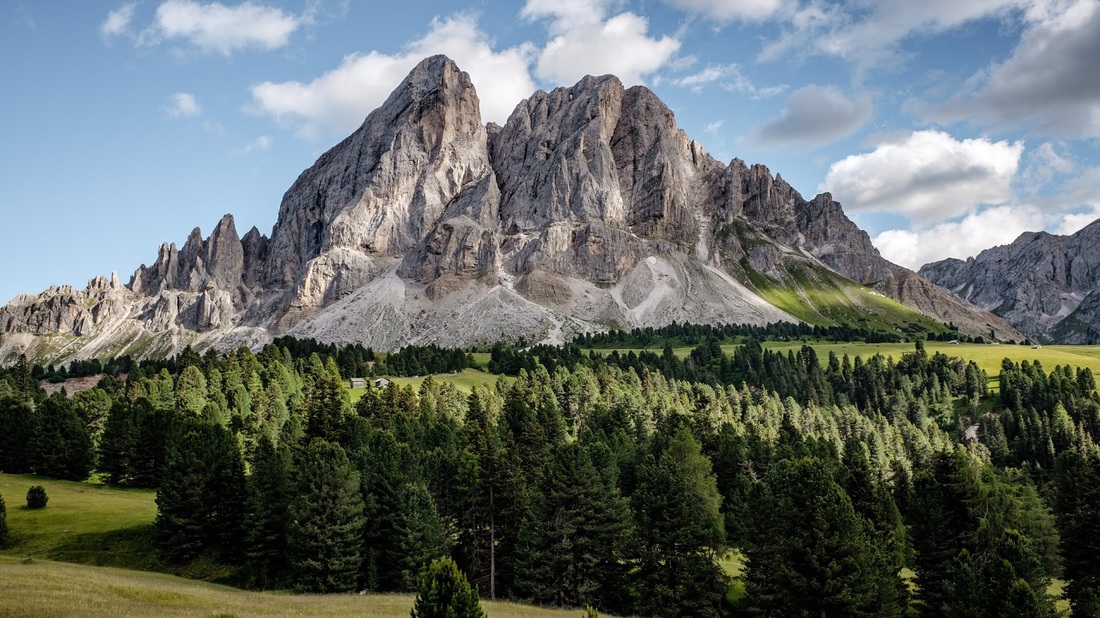 Rocky mountains and pine trees Italy nature wallpaper
